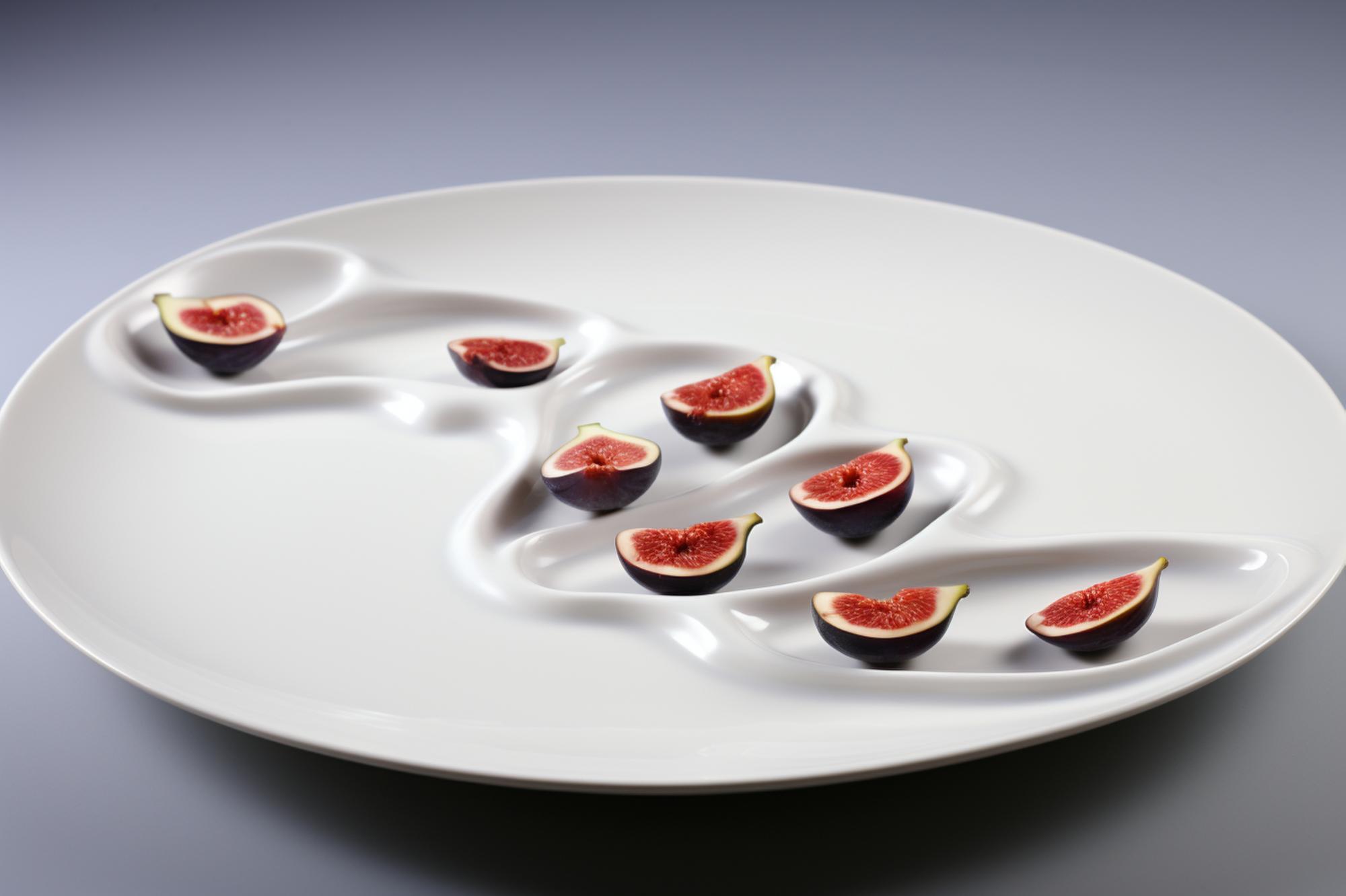plated dish with geometric sauce